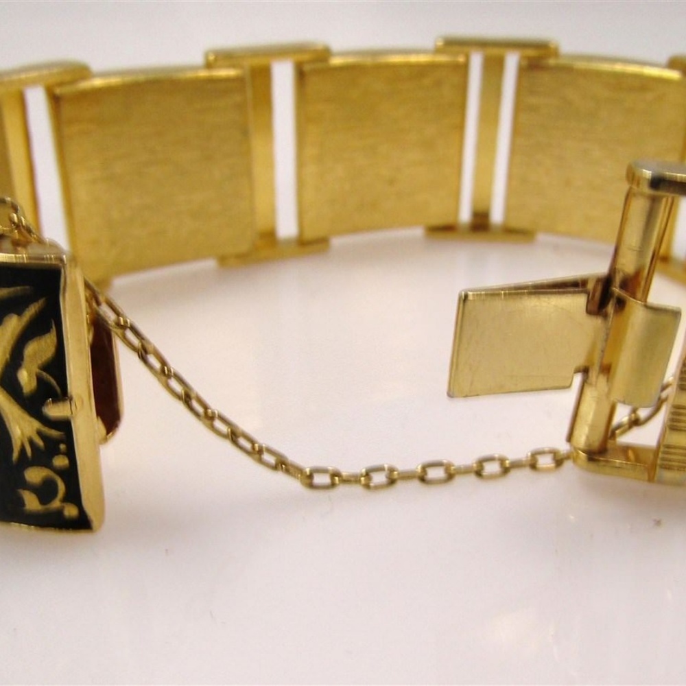 Stunning Vintage Damascene Swallows Panel Bracelet - Picture 3 of 6